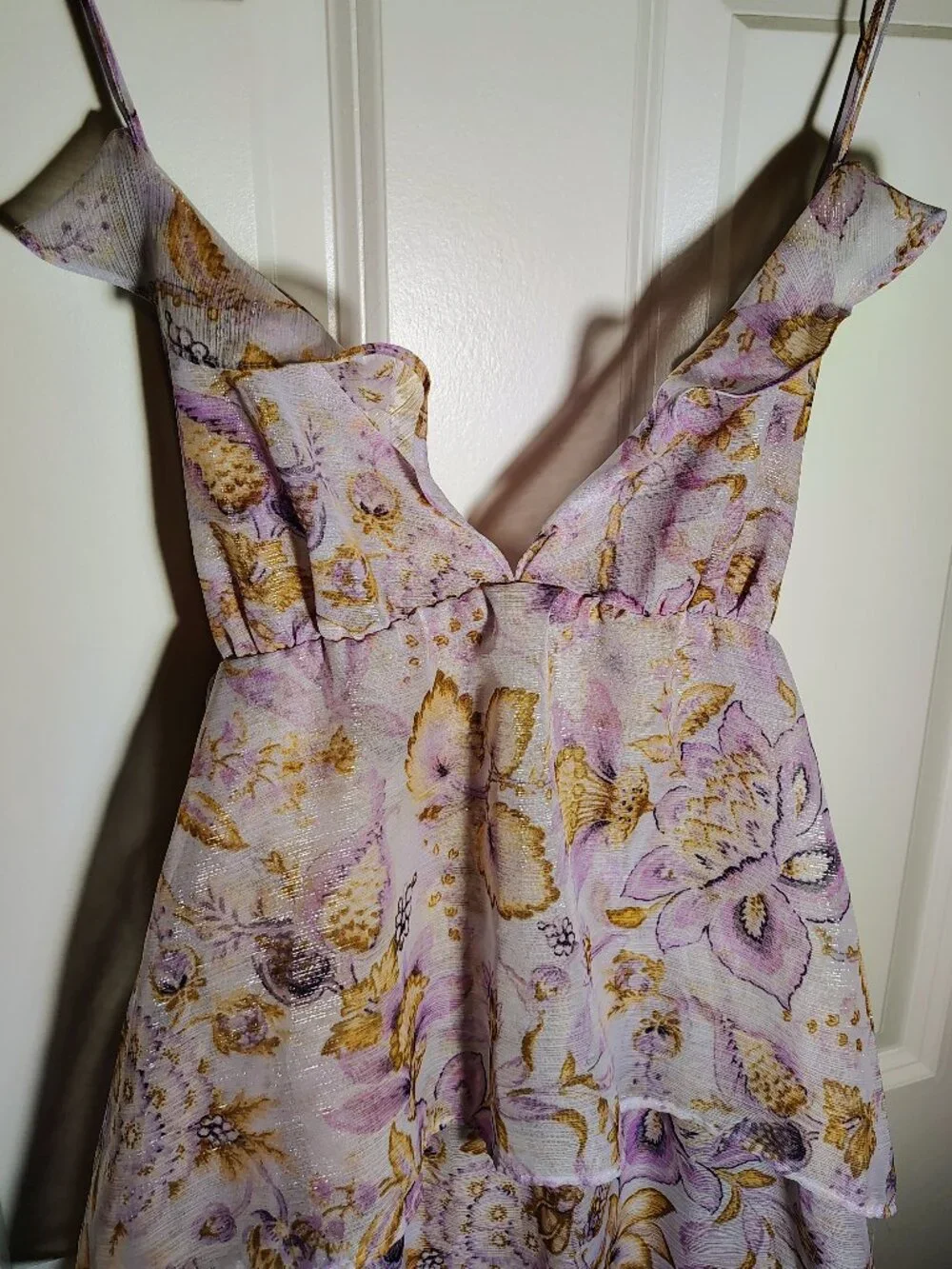 Victoria Secret Vintage Blossom Chiffon Ruffled Maxi Dress Violet Floral Fairy - Picture 5 of 10